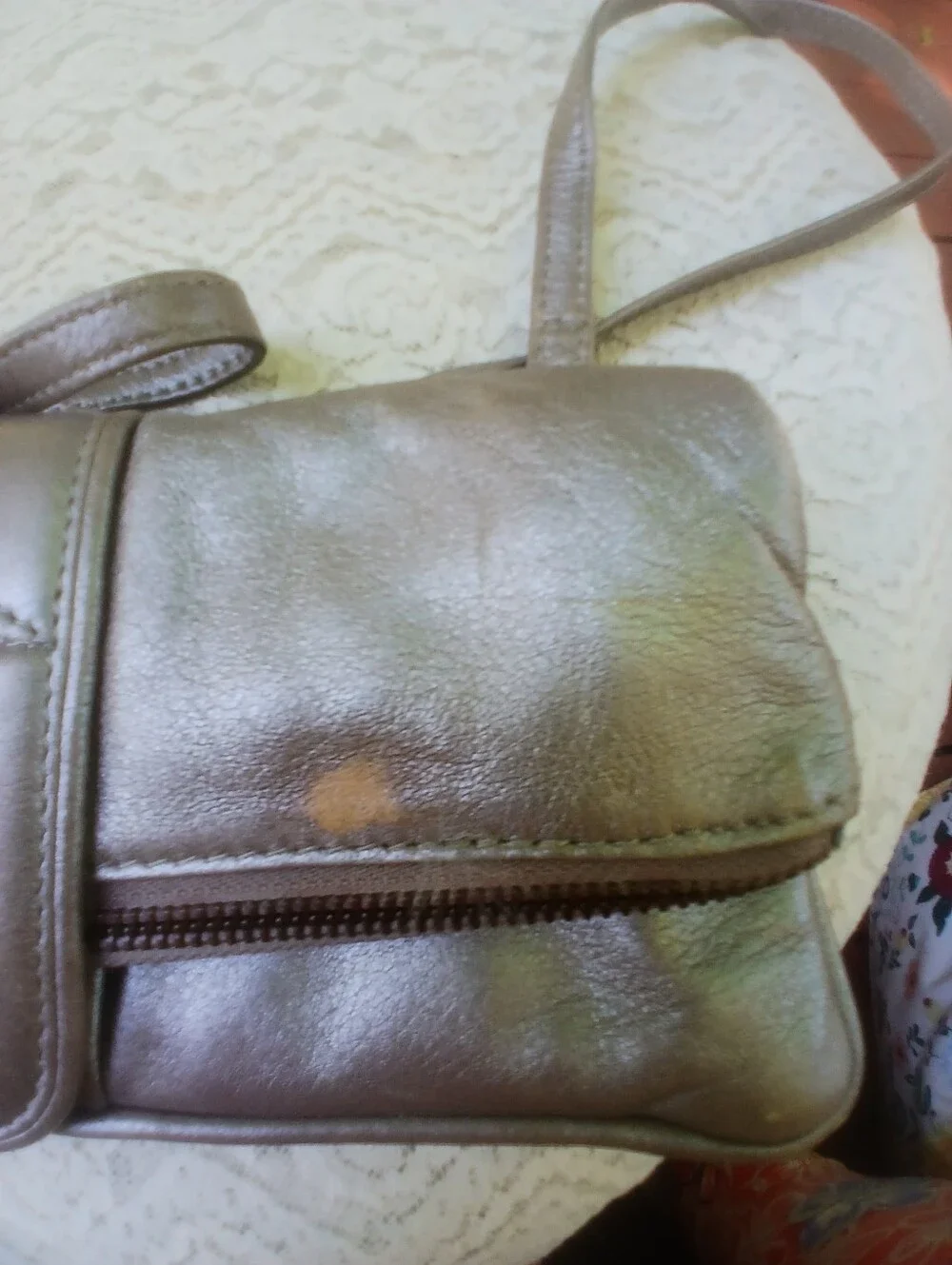 Latico Genuine Leather Metallic Taupe Crossbody Clutch Bag - Picture 7 of 11